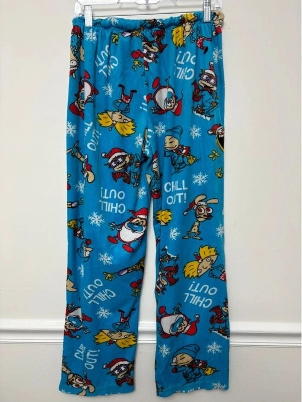 Nickelodeon Christmas Pajama Pants Medium Rugrats Hey Arnold Plush Holiday